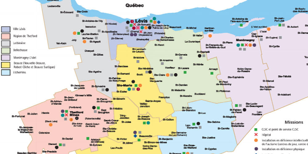 Région desservie par le CISSS-CA