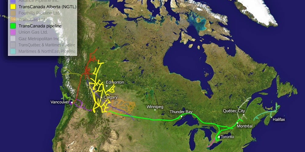 Tracé de TransCanada Pipelines