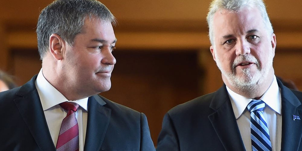 Yves Bolduc et Philippe Couillard du PLQ