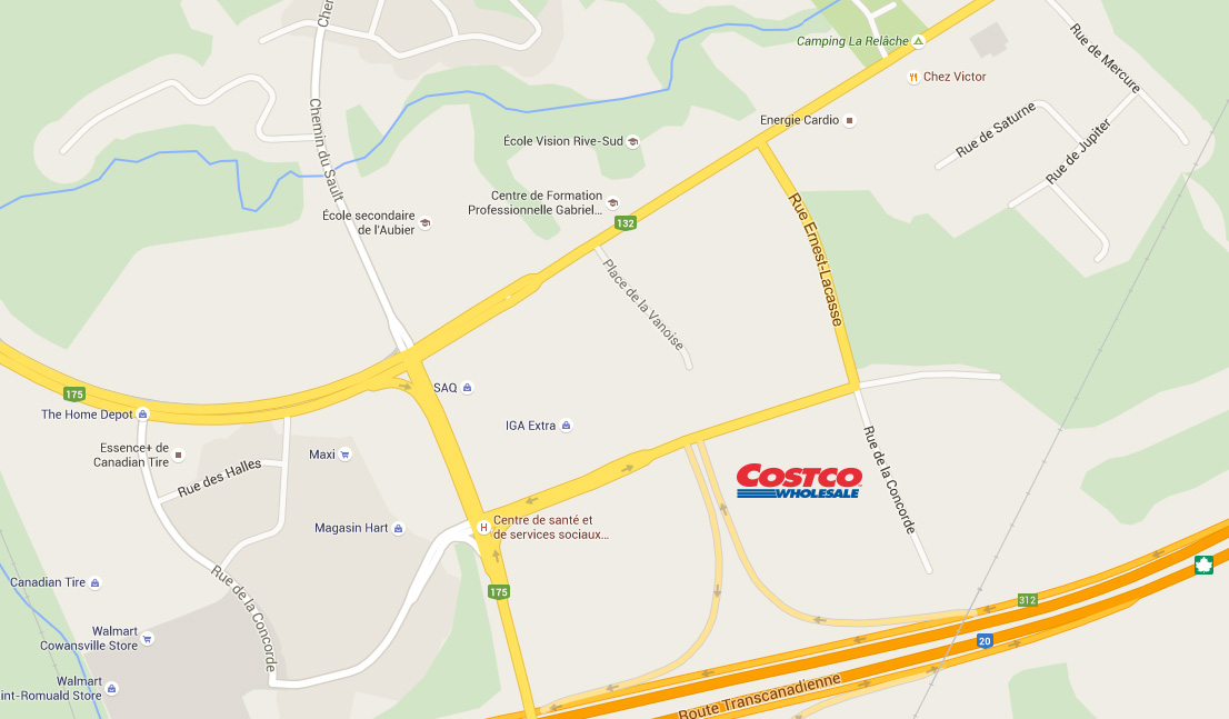 carte-routiere-autour-du-costco-de-st-romuald